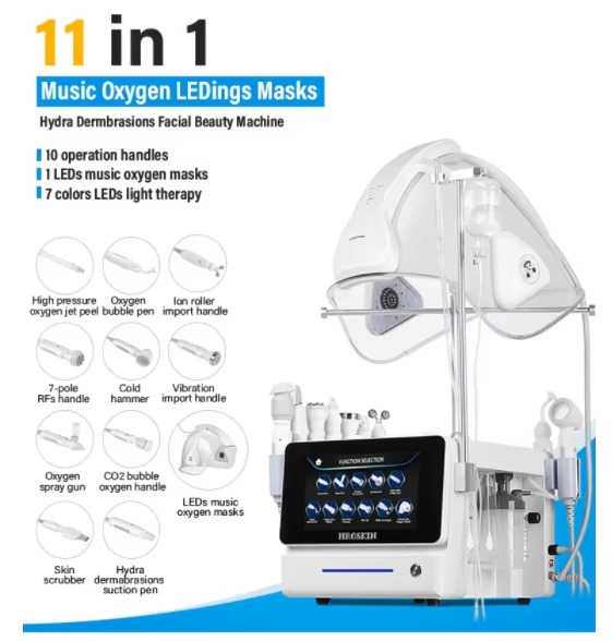 High Pressure O2 Pure Facial Machine With Led Light Therapy And Music Dome — treatment application